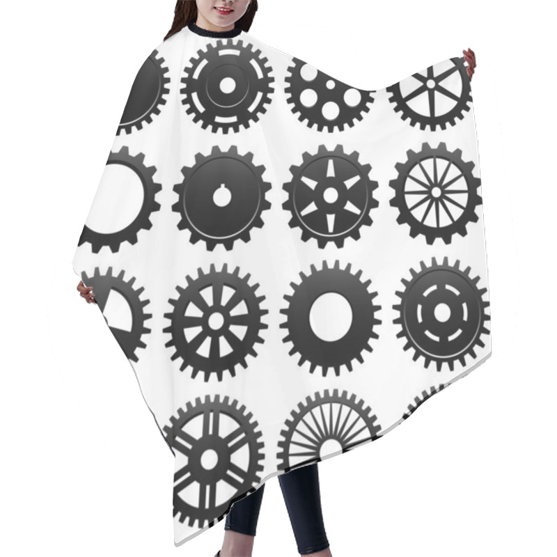 Personality  Machine Gear Wheel Cogwheel Vector Hair Cutting Cape