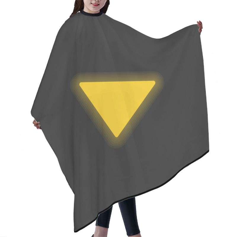 Personality  Arrow Down Filled Triangle Yellow Glowing Neon Icon Hair Cutting Cape