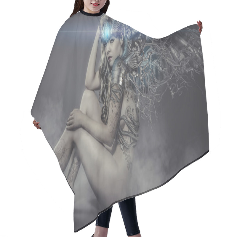 Personality  Woman With Iron And Metal Wings Hair Cutting Cape