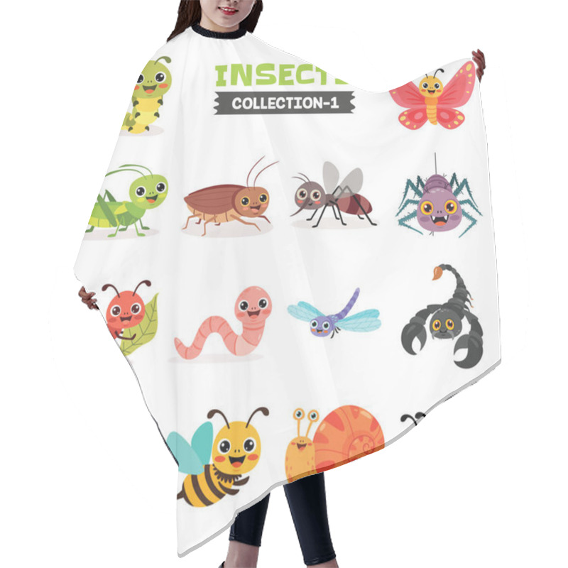 Personality  Set Of Various Cartoon Insects Hair Cutting Cape