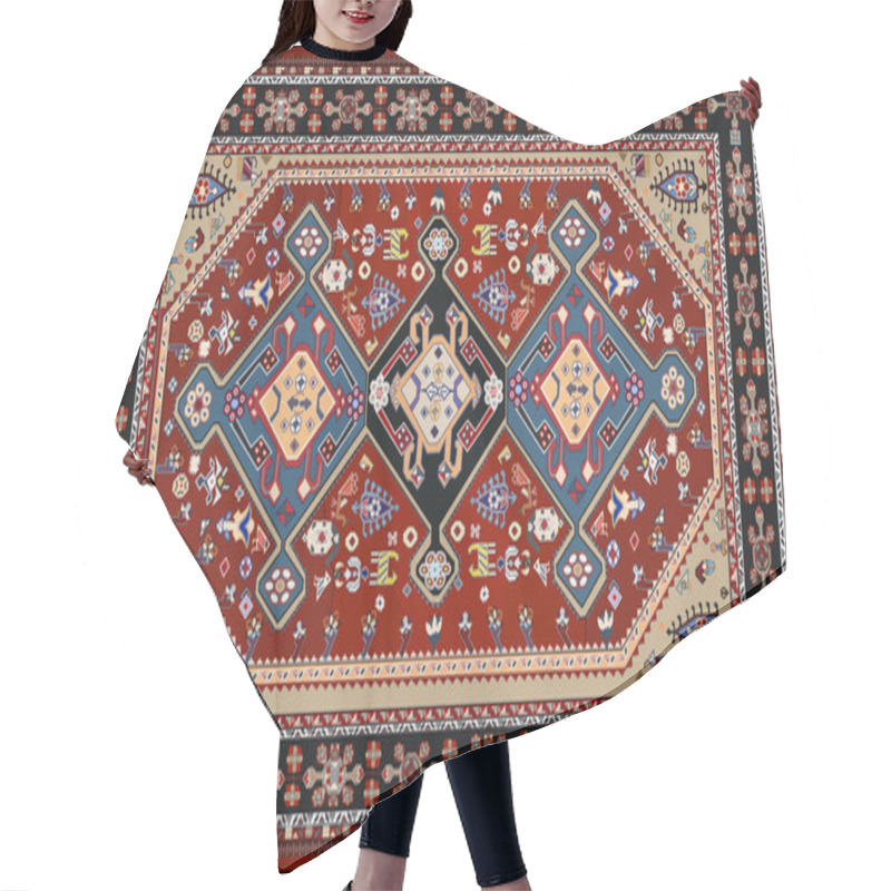 Personality  Persian Carpet, Tribal Vector Texture. Easy To Edit And Changing 16 Colors With Swatches Palette. Hair Cutting Cape