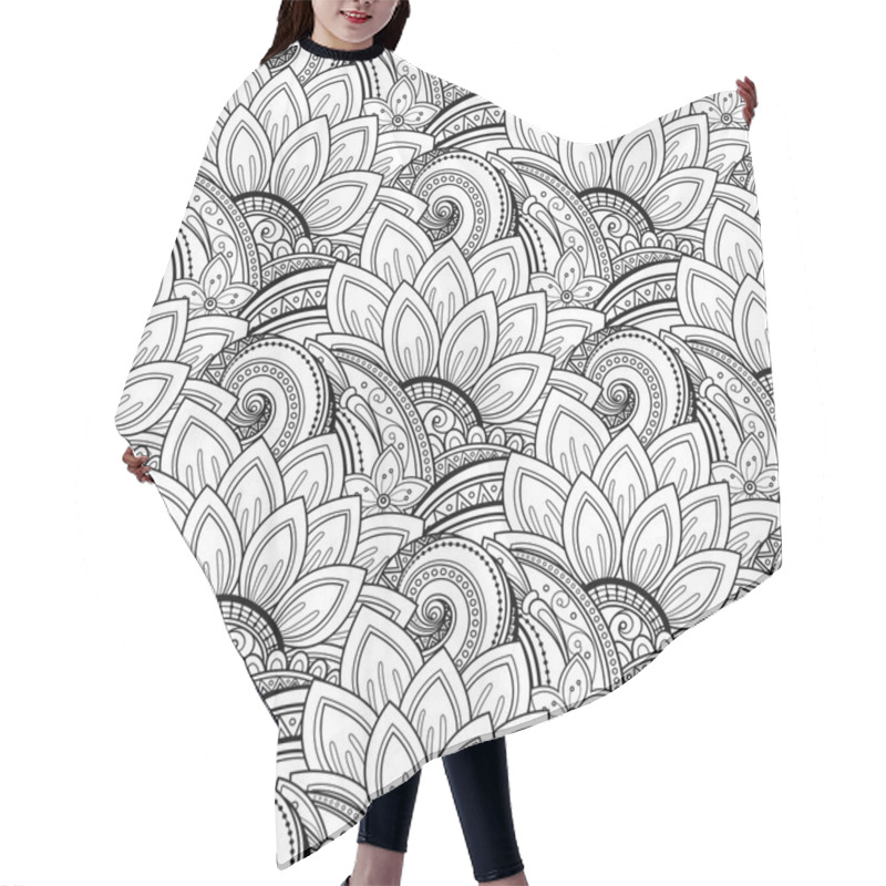 Personality  Seamless Monochrome Floral Pattern Hair Cutting Cape