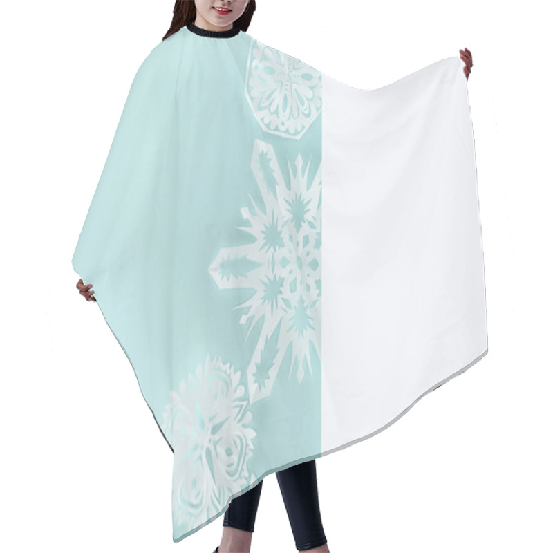 Personality  Decorative Christmas Snowflakes, Isolated On Light Blue With Copy Space  Hair Cutting Cape