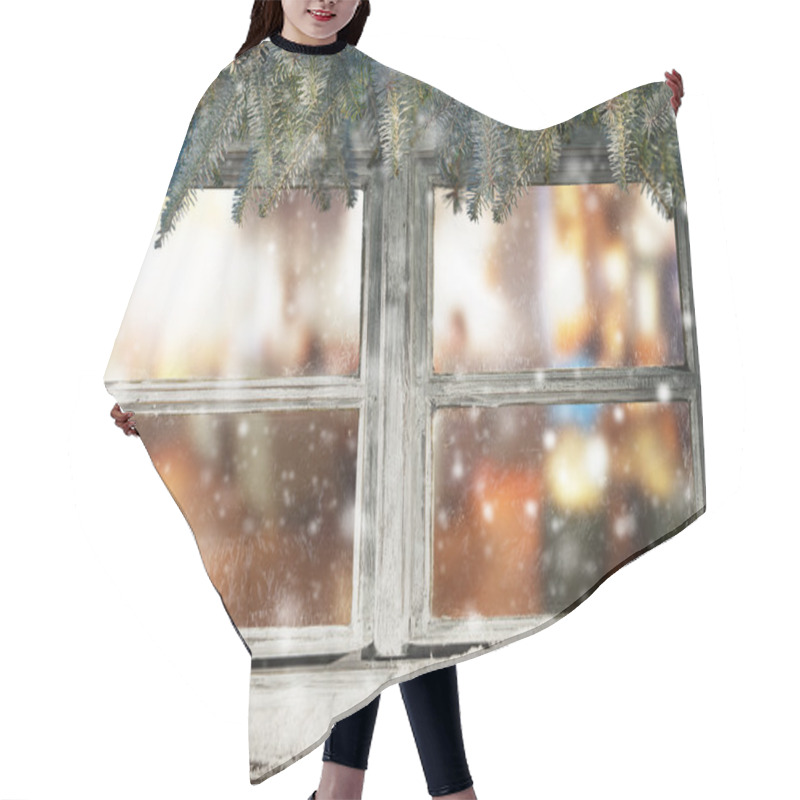 Personality  Winter Window View Hair Cutting Cape