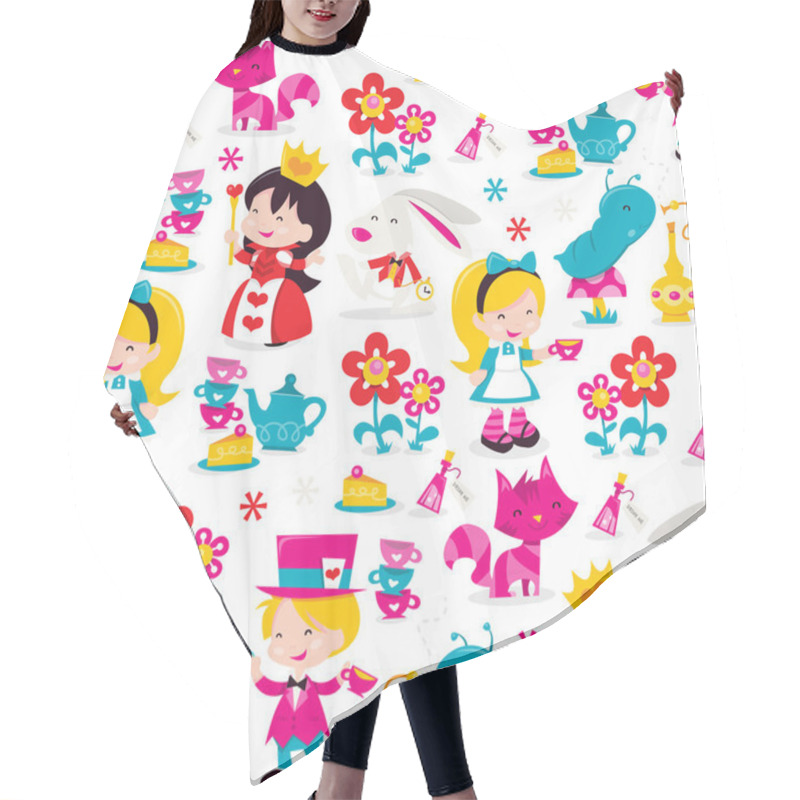 Personality  Whimsical Retro Alice In Wonderland Seamless Pattern Background Hair Cutting Cape