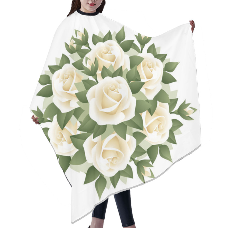 Personality  Bouquet Of White Roses. Vector Illustration. Hair Cutting Cape