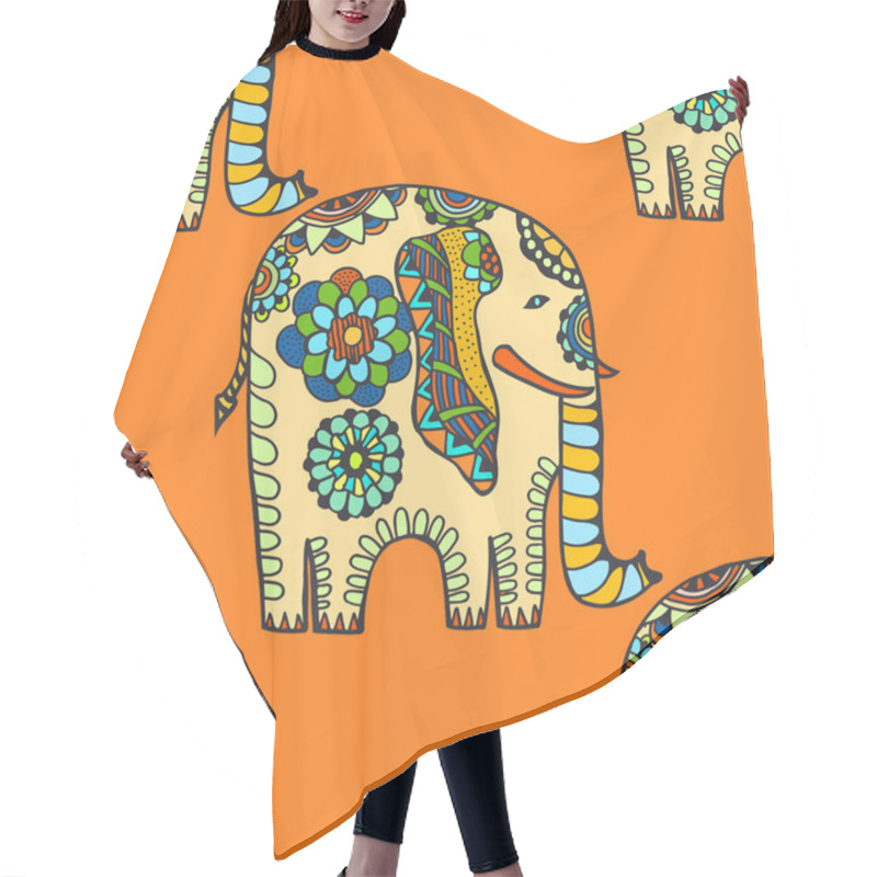 Personality  Hand Drawn Ethnic Elephant Hair Cutting Cape