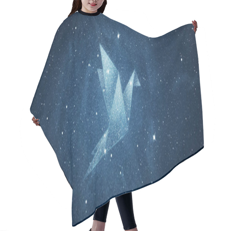 Personality  Stars In Origami Bird Shape Over Blue Night Sky Background Hair Cutting Cape