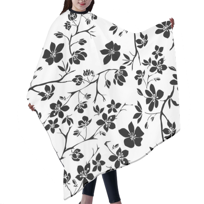 Personality  Twig Cherry Blossoms. Seamless Hair Cutting Cape