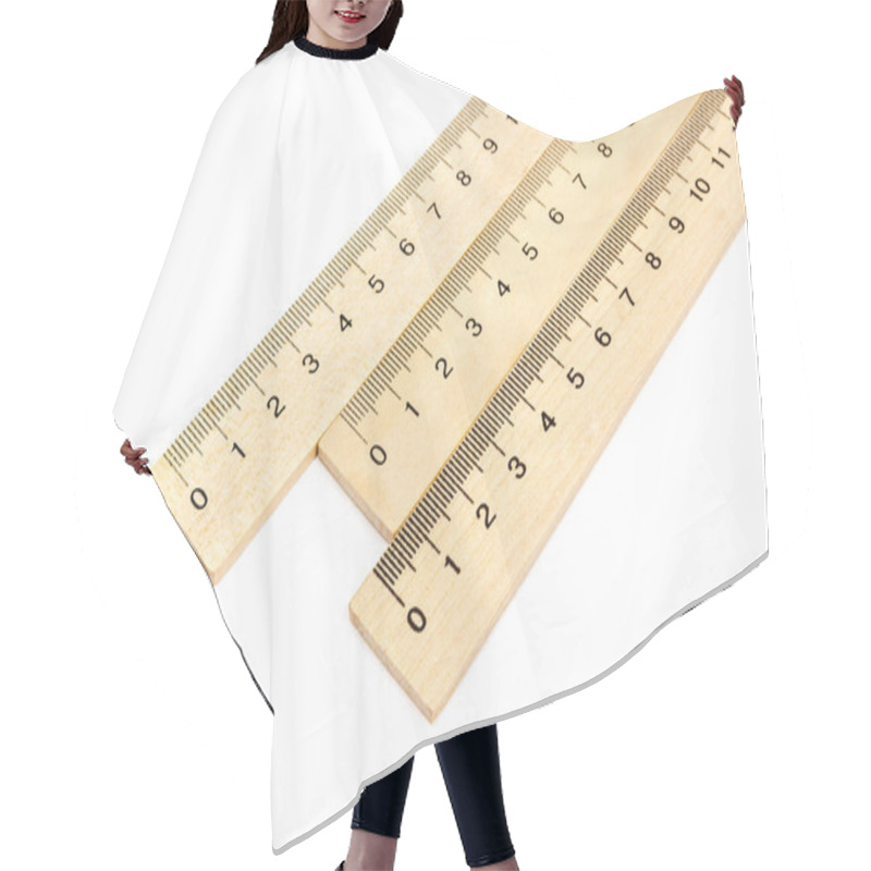 Personality  Wooden Ruler On White Background Hair Cutting Cape