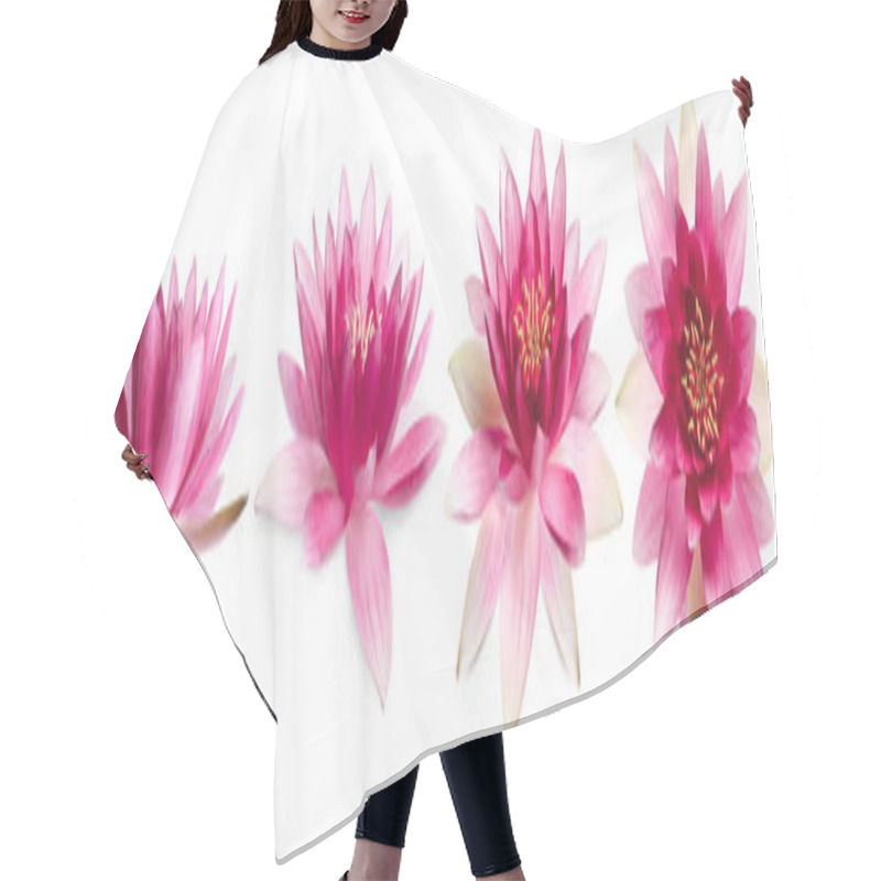 Personality  Set Of Beautiful Lotus Flowers On White Background. Banner Design  Hair Cutting Cape