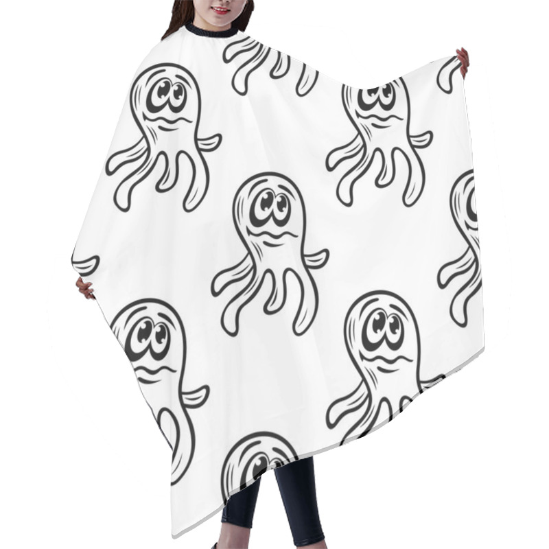 Personality  Black And White Monster Seamless Pattern Hair Cutting Cape