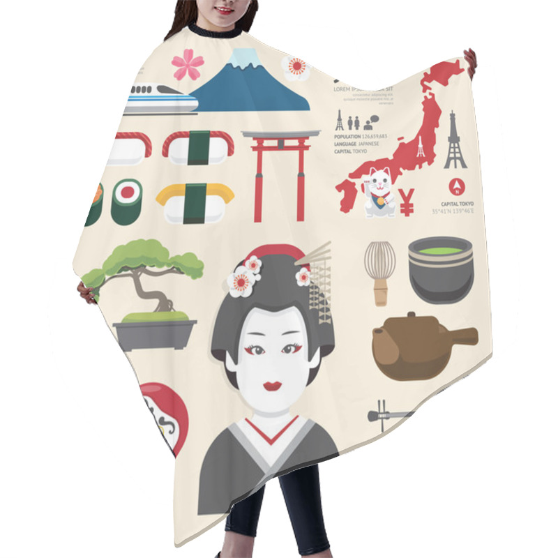 Personality  Japan Flat Icons Design Hair Cutting Cape