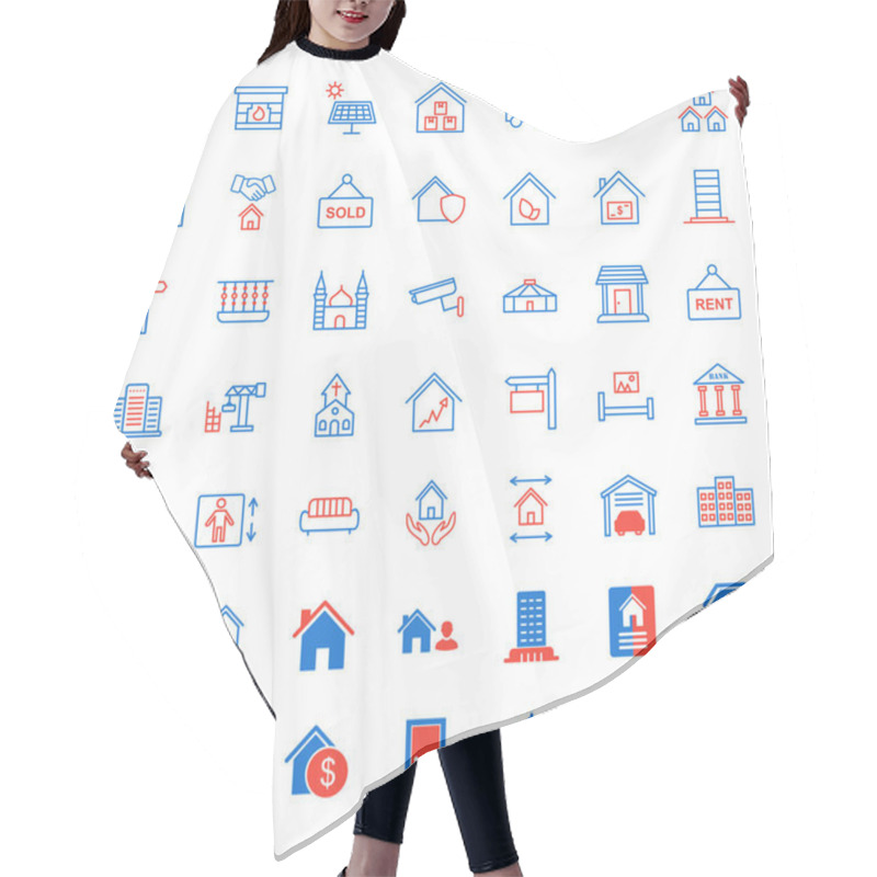 Personality  49 Real Estate Icons Sheet Isolated On White Background... Hair Cutting Cape