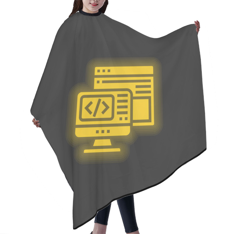 Personality  Backend Yellow Glowing Neon Icon Hair Cutting Cape