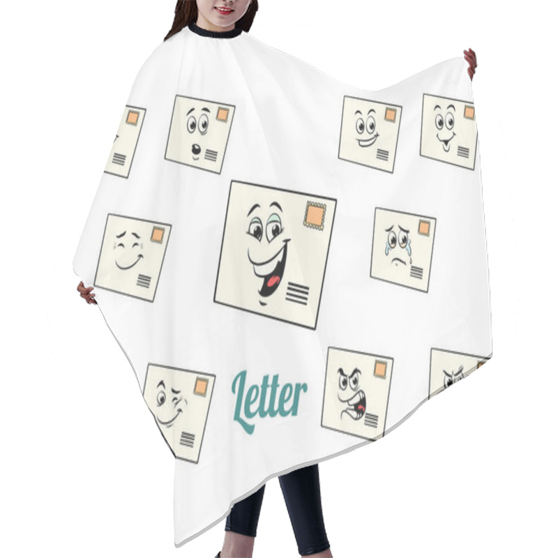 Personality  Postal Envelope Letter Emotions Emoticons Set Isolated On White Hair Cutting Cape