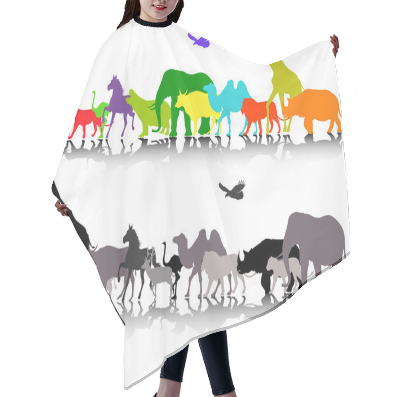 Personality  Beauty Silhouette Of Safari Animal Wildlife Hair Cutting Cape