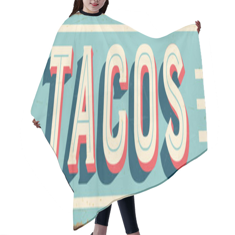 Personality  Vintage Style Vector Metal Sign - GTACOS - Grunge Effects Can Be Easily Removed For A Brand New, Clean Design. Hair Cutting Cape