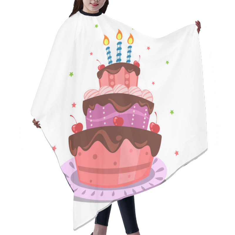 Personality  Card Template With Layered Cake Isolated On White Background Hair Cutting Cape