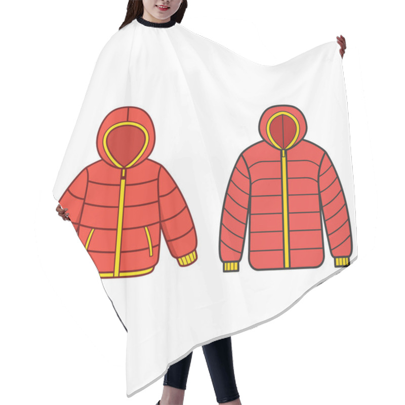 Personality  Two Cartoon Red Hooded Winter Jackets Hair Cutting Cape