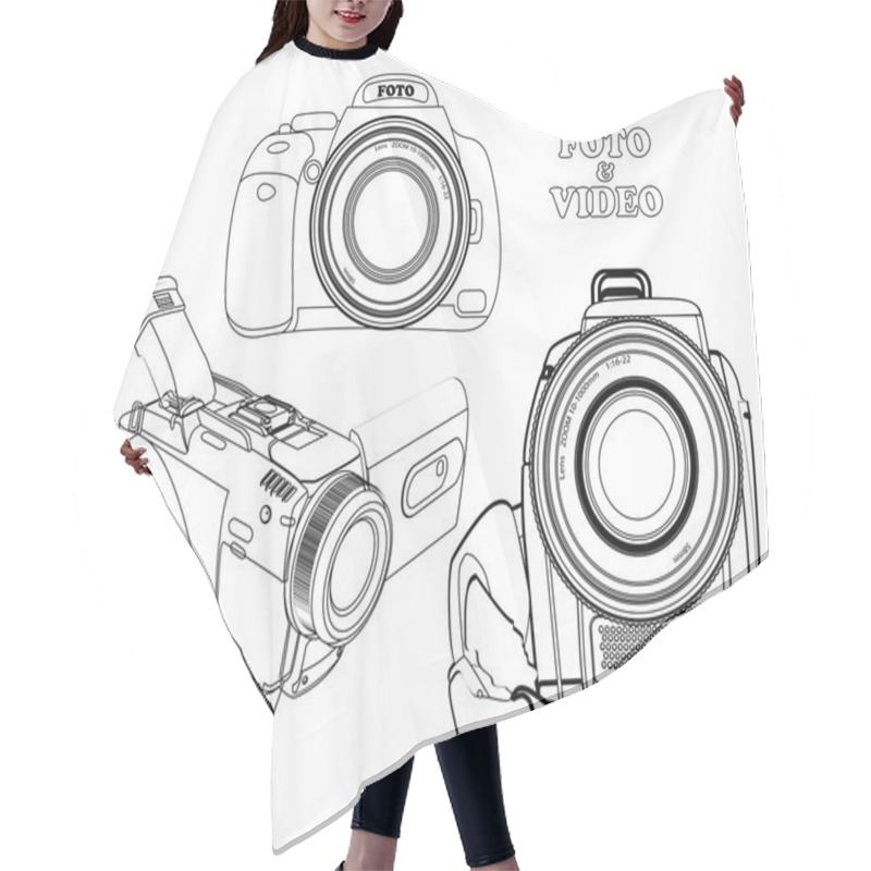 Personality  Set Of Cameras Hair Cutting Cape