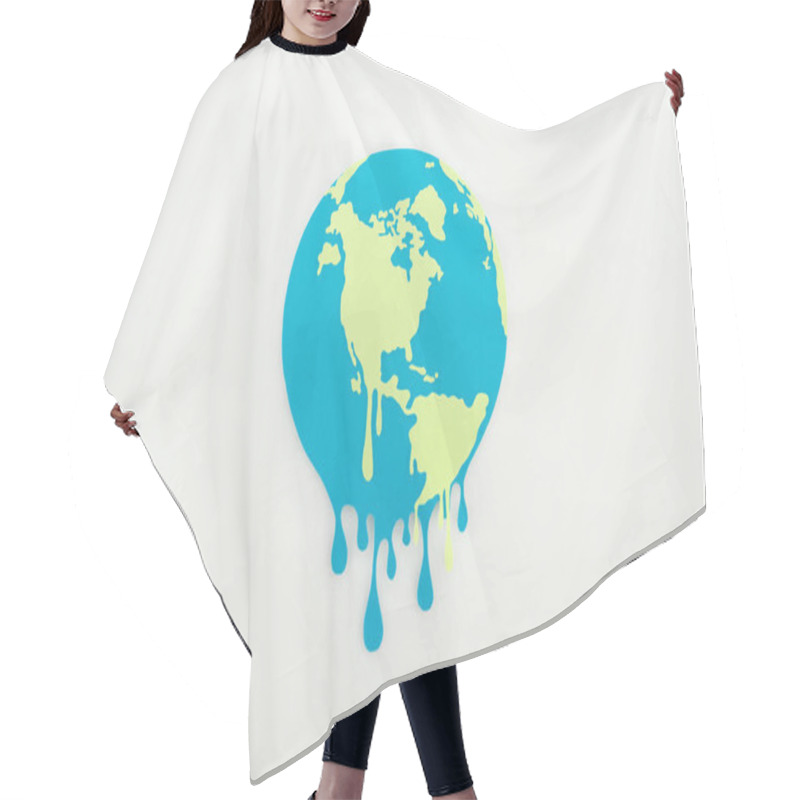 Personality  Melting Paper Cut Globe On Grey Background, Global Warming Concept Hair Cutting Cape