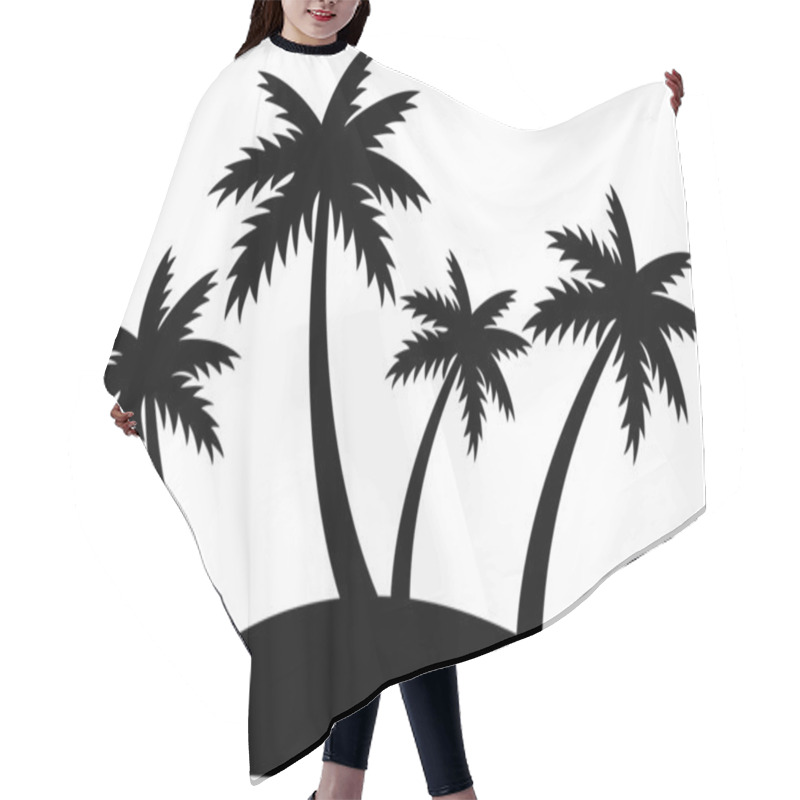 Personality  Illustration Of Tropical Island With Four Palms Hair Cutting Cape