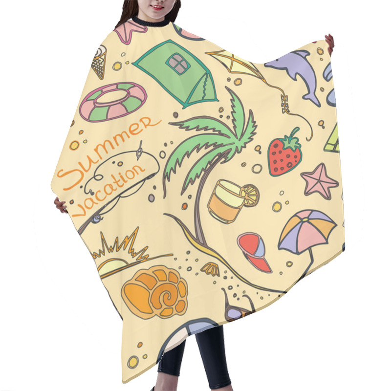 Personality  Doodle Pattern Summer Vacation Hair Cutting Cape