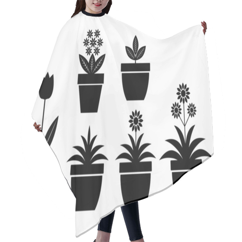 Personality  Flower Icons On White Background Hair Cutting Cape