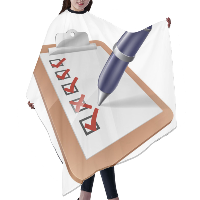 Personality  Pen Writing On Clip Board Hair Cutting Cape