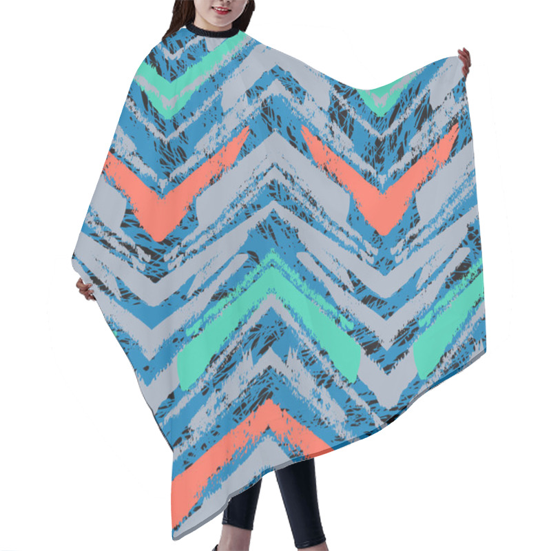 Personality  Hand Drawn Pattern With Brushed Zigzag Line. Hair Cutting Cape