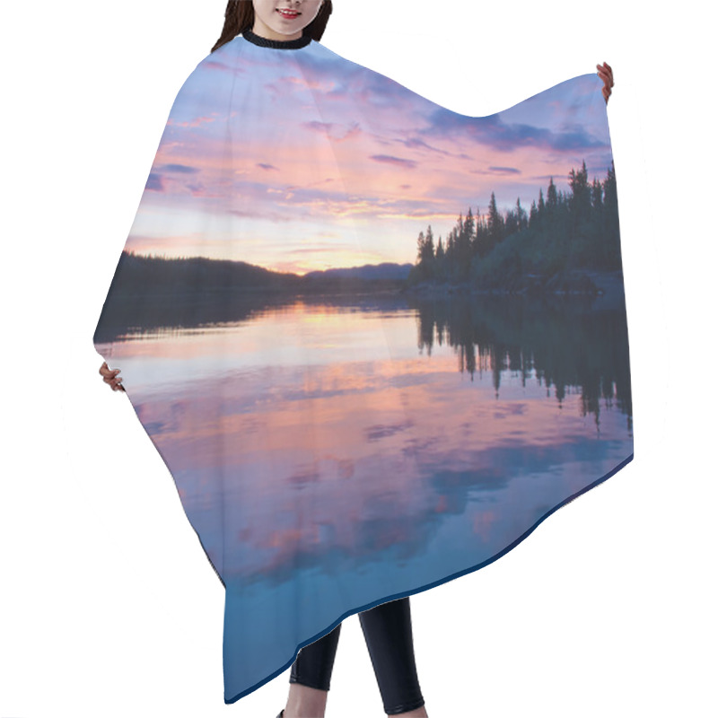 Personality  Reflection Of Sunset Sky On Calm Surface Of Pond Hair Cutting Cape