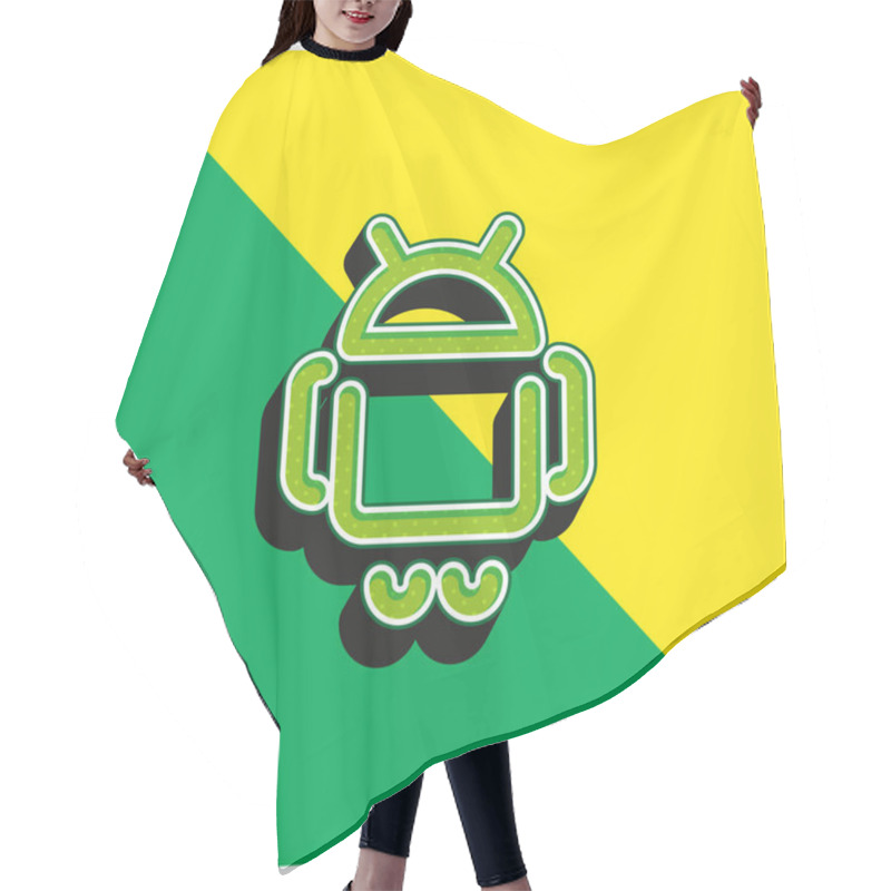 Personality  Android Logo Green And Yellow Modern 3d Vector Icon Logo Hair Cutting Cape