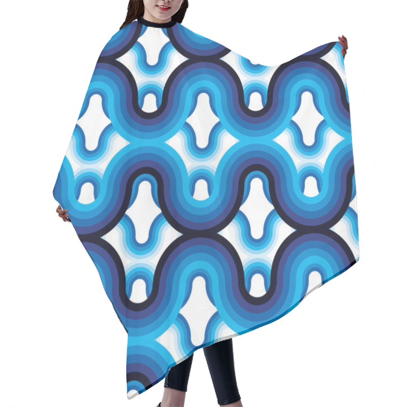 Personality  Geometric Waves Seamless Pattern. Hair Cutting Cape