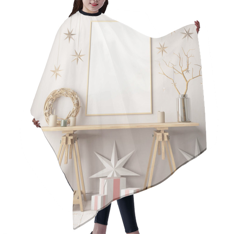 Personality  Mock Up Poster In The Christmas Interior Hair Cutting Cape