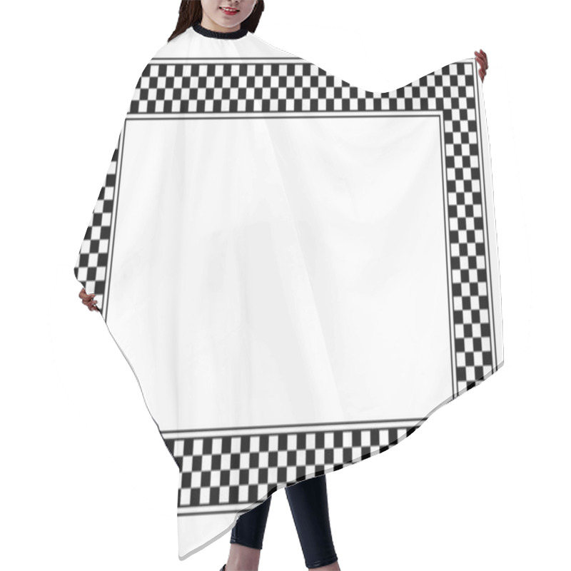 Personality  Checkerboard Pattern, Rectangle Frame. A Checkered Pattern Frame, Made Of A Checkerboard Diagram Consisting Of Black And White Alternating Squares, Framed With Lines. Illustration Over White. Vector. Hair Cutting Cape