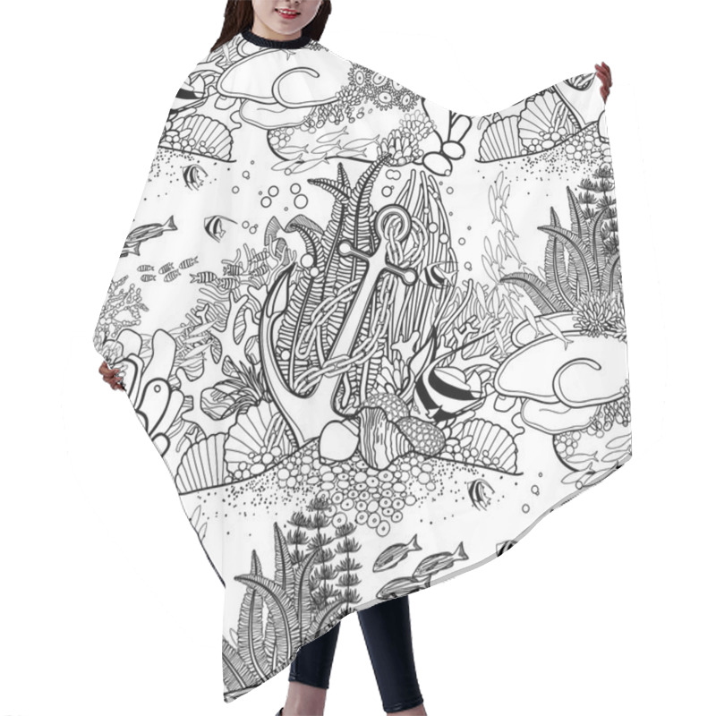 Personality  Anchor And Coral Reef Pattern Hair Cutting Cape