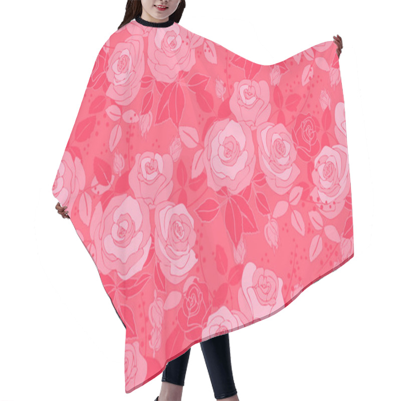 Personality  Art Floral Vector Seamless Pattern With Rose. Hair Cutting Cape