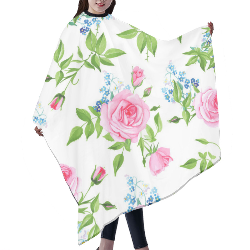 Personality  Forget-me-nots And Roses Seamless Vector Print Hair Cutting Cape