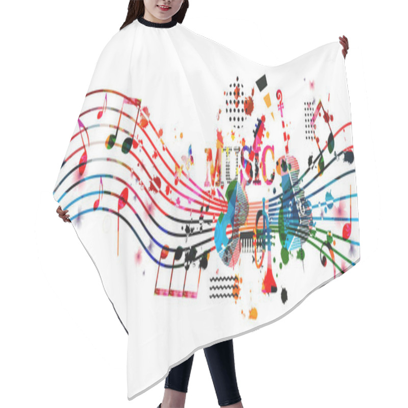 Personality  Abstract Musical Instruments On White Background, Musical Banner Hair Cutting Cape