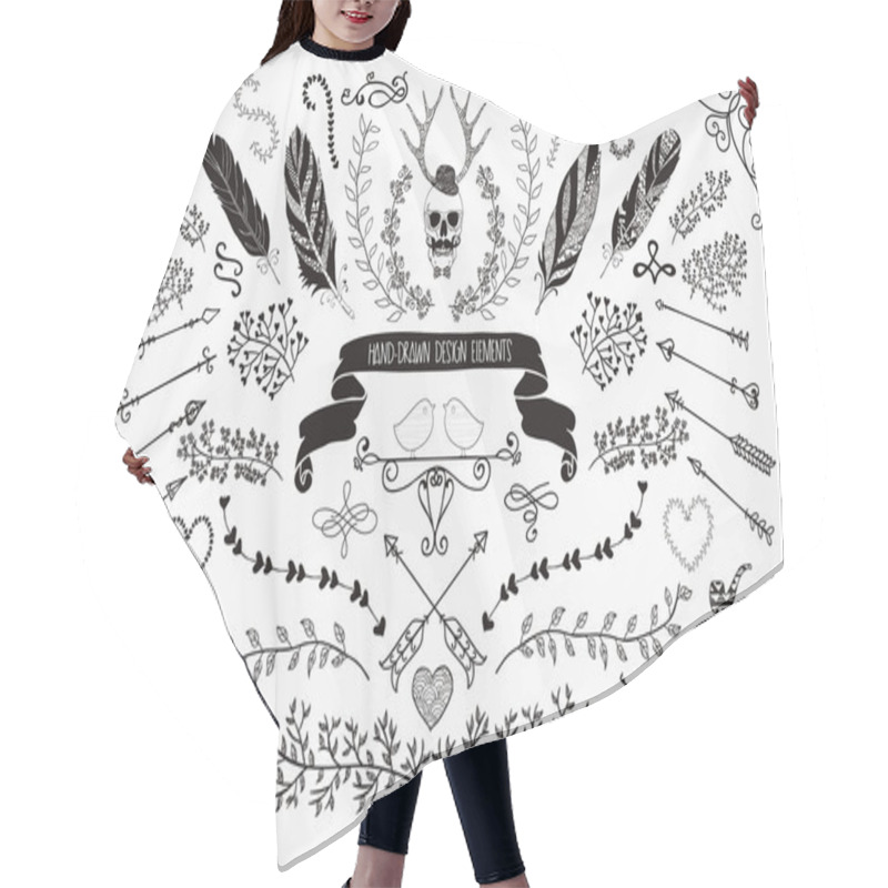 Personality  Hand-Drawn Floral Design Elements Hair Cutting Cape