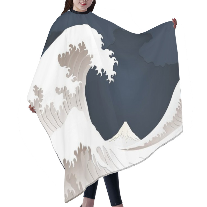 Personality  Paper Style Great Wave Background Hair Cutting Cape