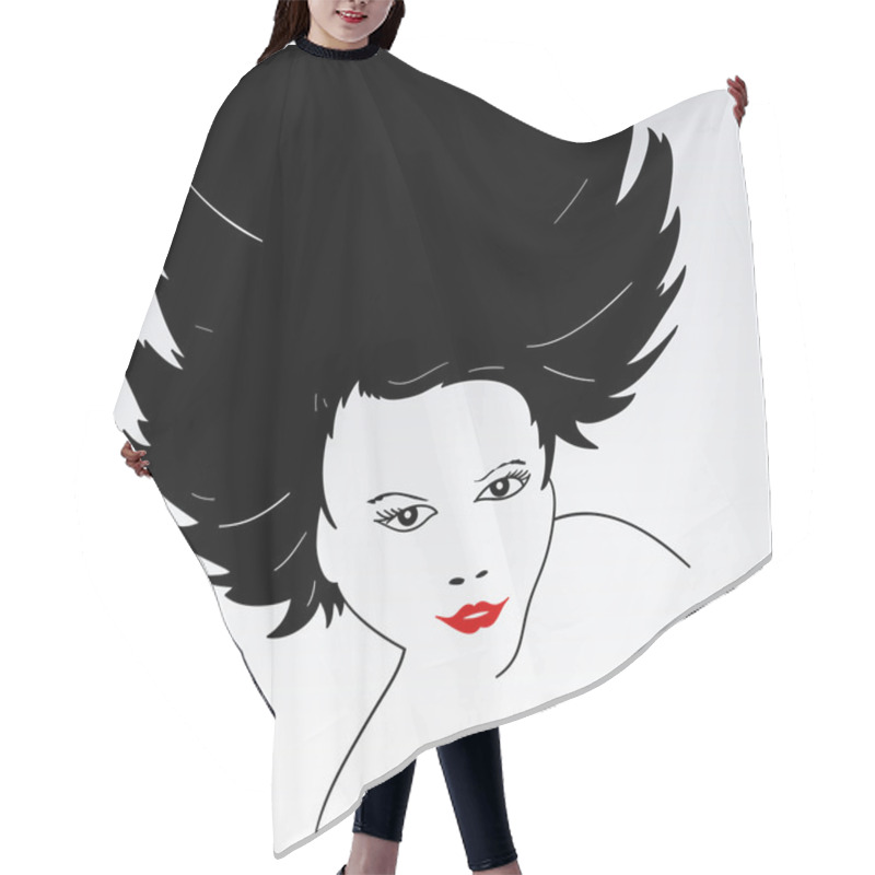 Personality  Female Face Silhouette Hair Cutting Cape