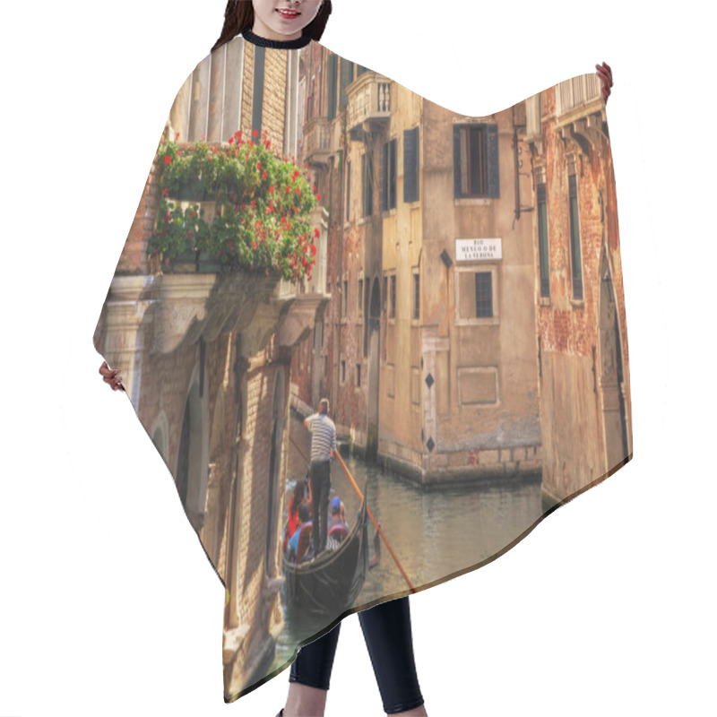 Personality  Venice, Italy. Gondola Floats On A Canal Among Old Venetian Architecture Hair Cutting Cape