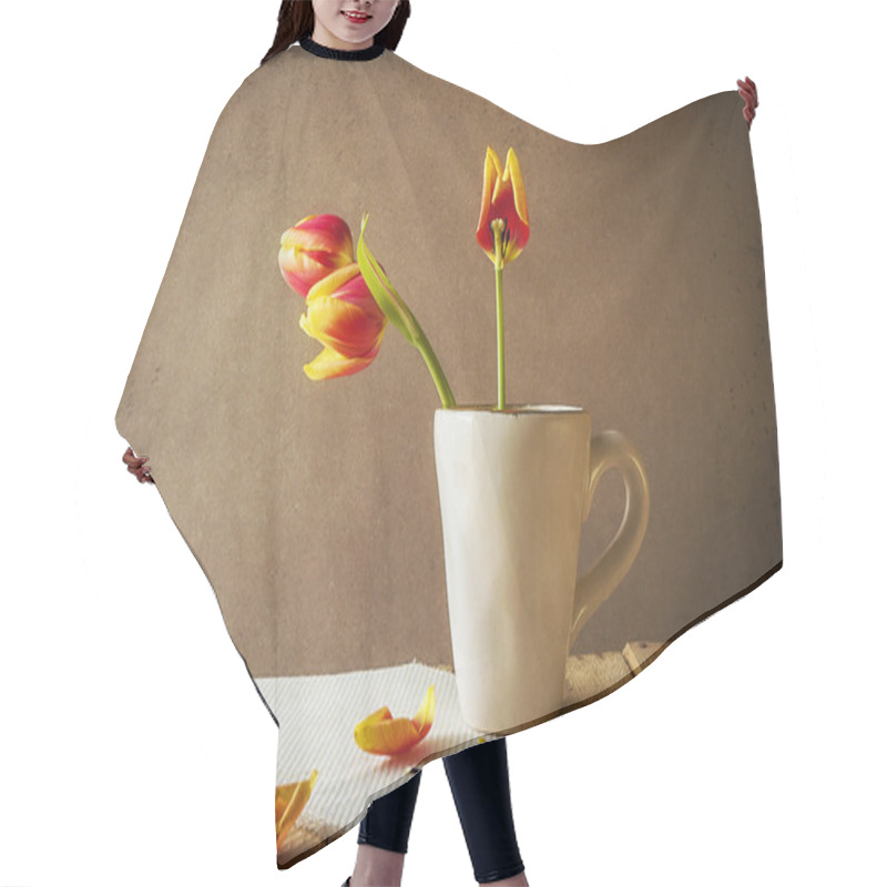 Personality  Transience Still Life Tulips Cup Petals Hair Cutting Cape