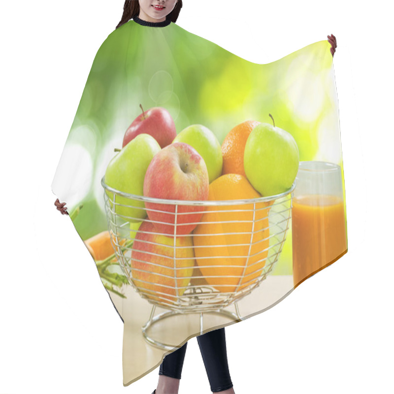 Personality  Healthy Food. Organic Fruits And Vegetables Hair Cutting Cape