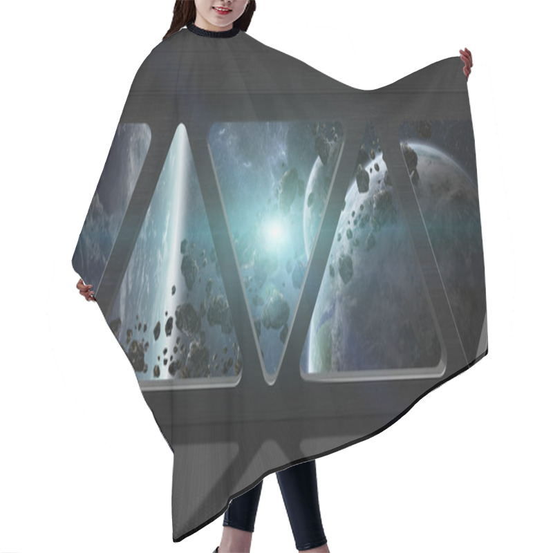 Personality  View Of Outer Space From Inside A Space Station Hair Cutting Cape