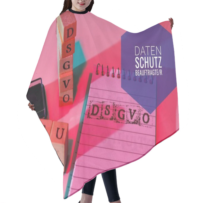 Personality  Block And Blocks Labeled DSGVO EU (DSGVO, Datenschutzbeauftragter) In English GDPR (General Data Protection Regulation, Data Protection Commissioner) For The Introduction Of The DSGVO In The EU On 25.05.2018 Hair Cutting Cape