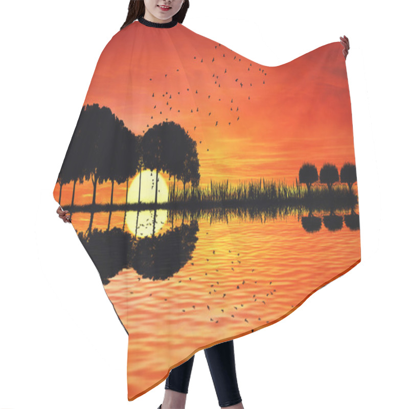 Personality  Guitar Island Sunset Hair Cutting Cape