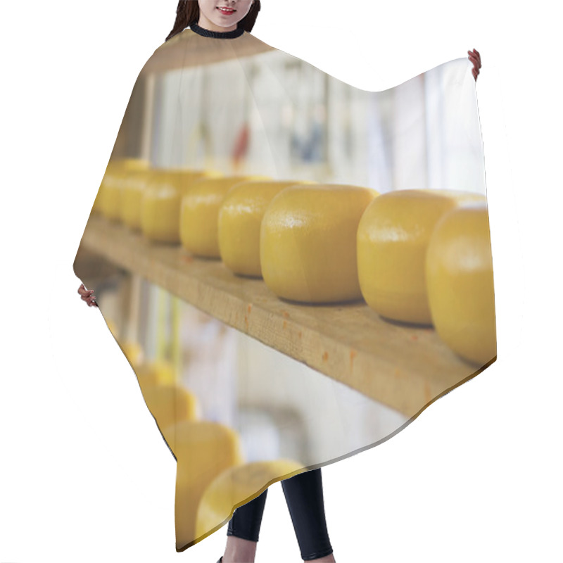 Personality  Rows Of Cheese Maturing In Factory Hair Cutting Cape